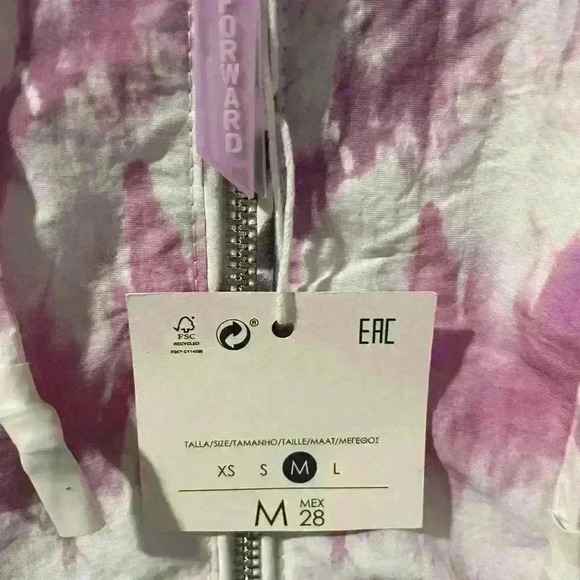 BERSHKA Tie Dye Cropped Zip Up Bomber  Jacket Size M puffed sleeves - Picture 7 of 10